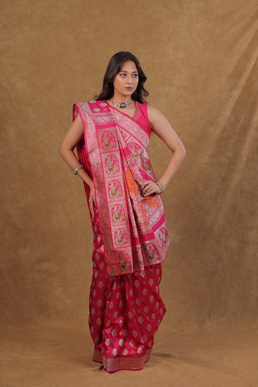 Rani Banarasi Baluchari Silk Saree