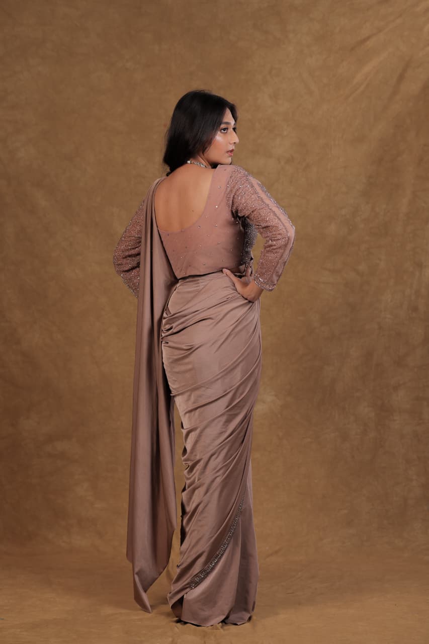 Copper Sequence Lycra READY TO WEAR SAREE