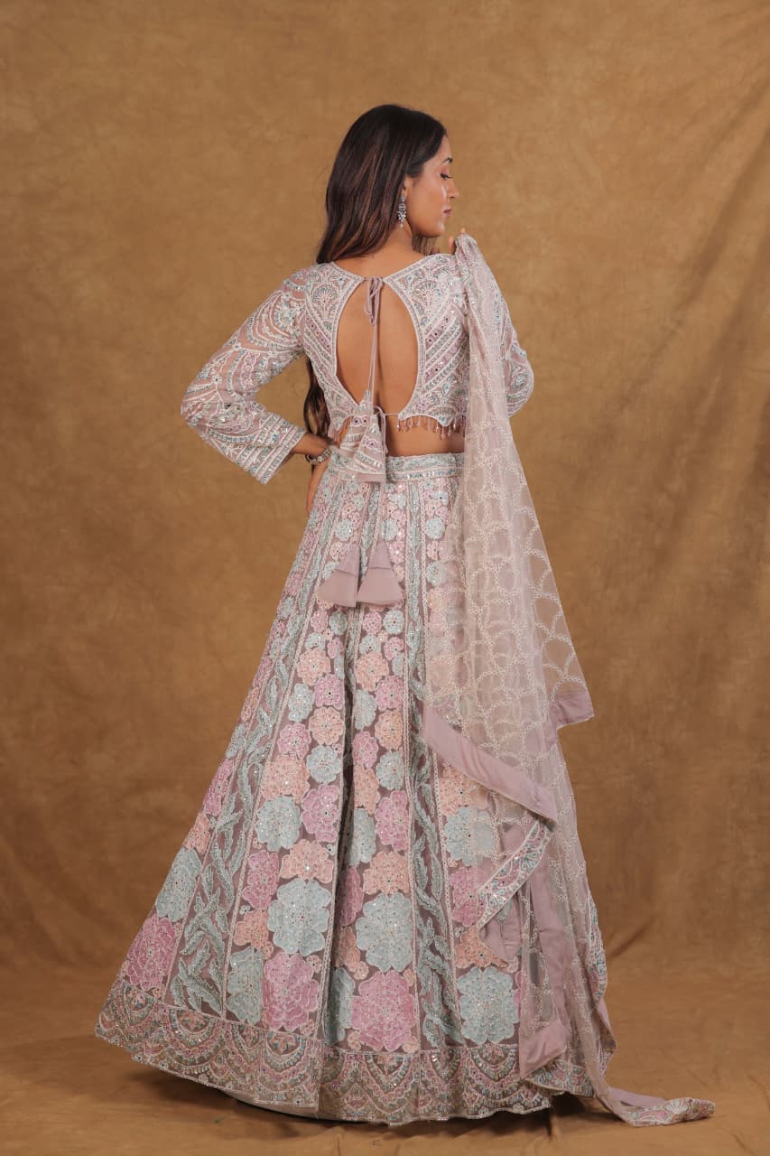 Multi-Color Long Sleeve Choli Suit