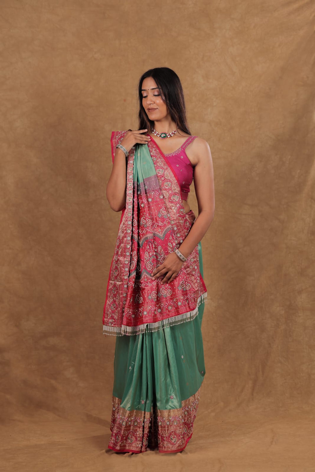 Pista Pink Kanjeevaram Silk Saree