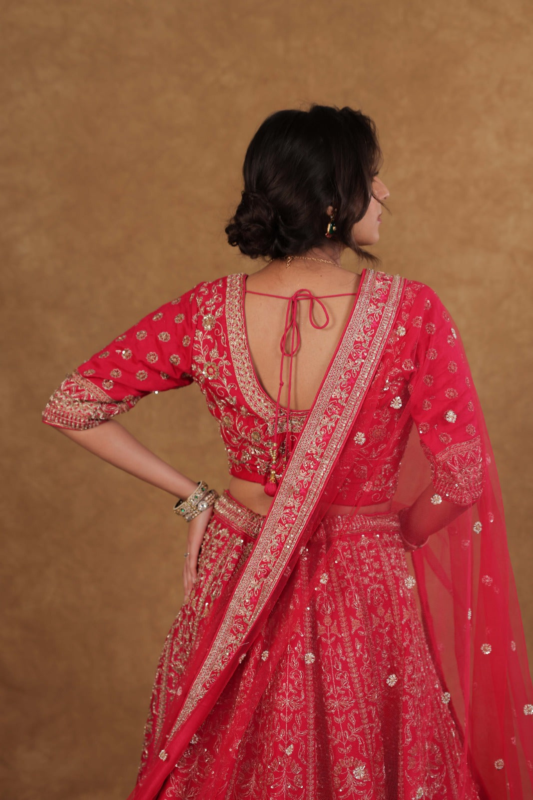 Handcrafted Rani Bridal Silk Lehenga Set