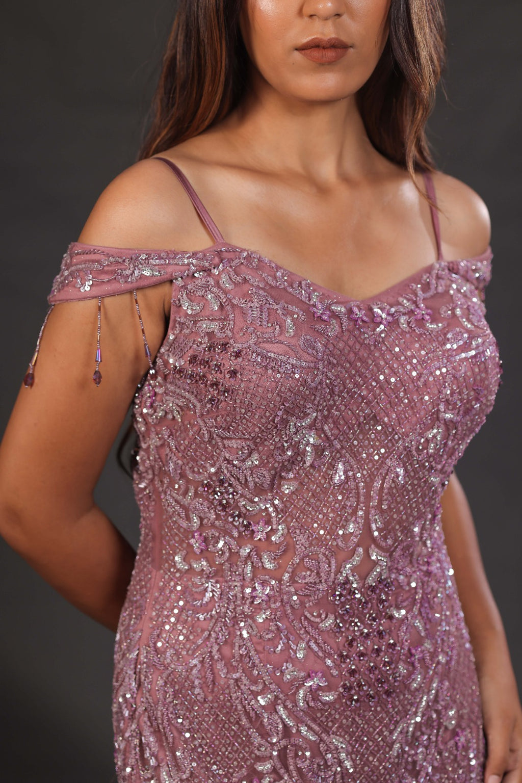 Onion Pink Fish-Cut Diamond Gown