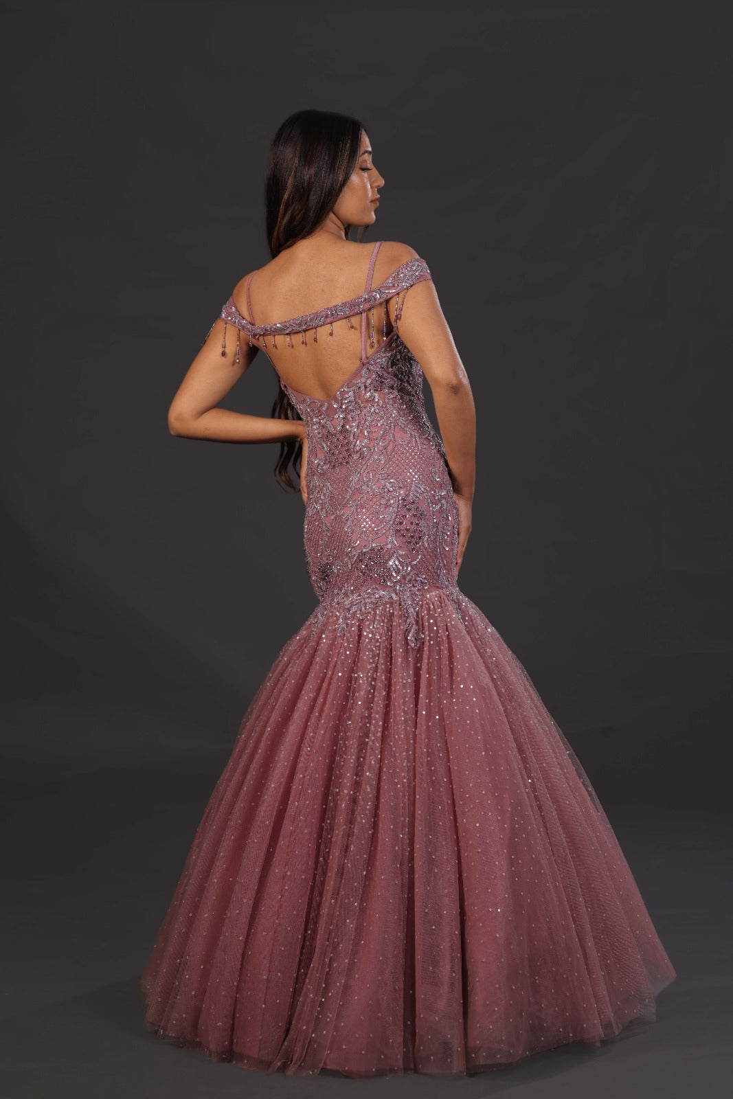 Onion Pink Fish-Cut Diamond Gown