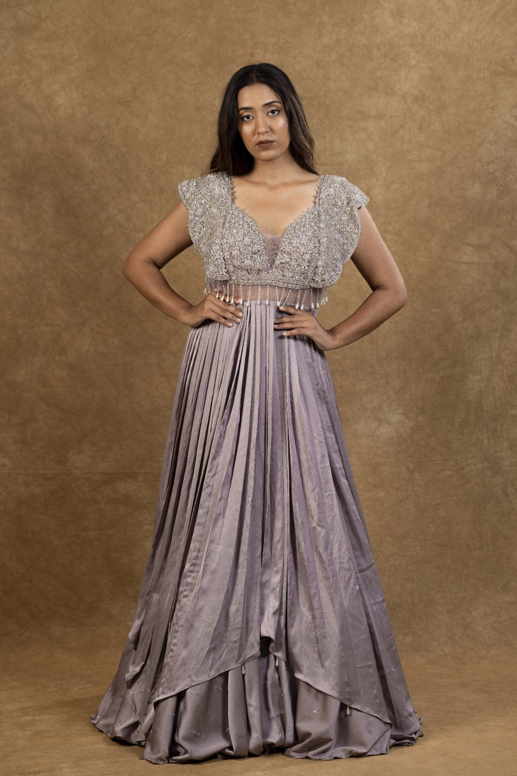 LAVENDER Pearl Flap Designer Gown