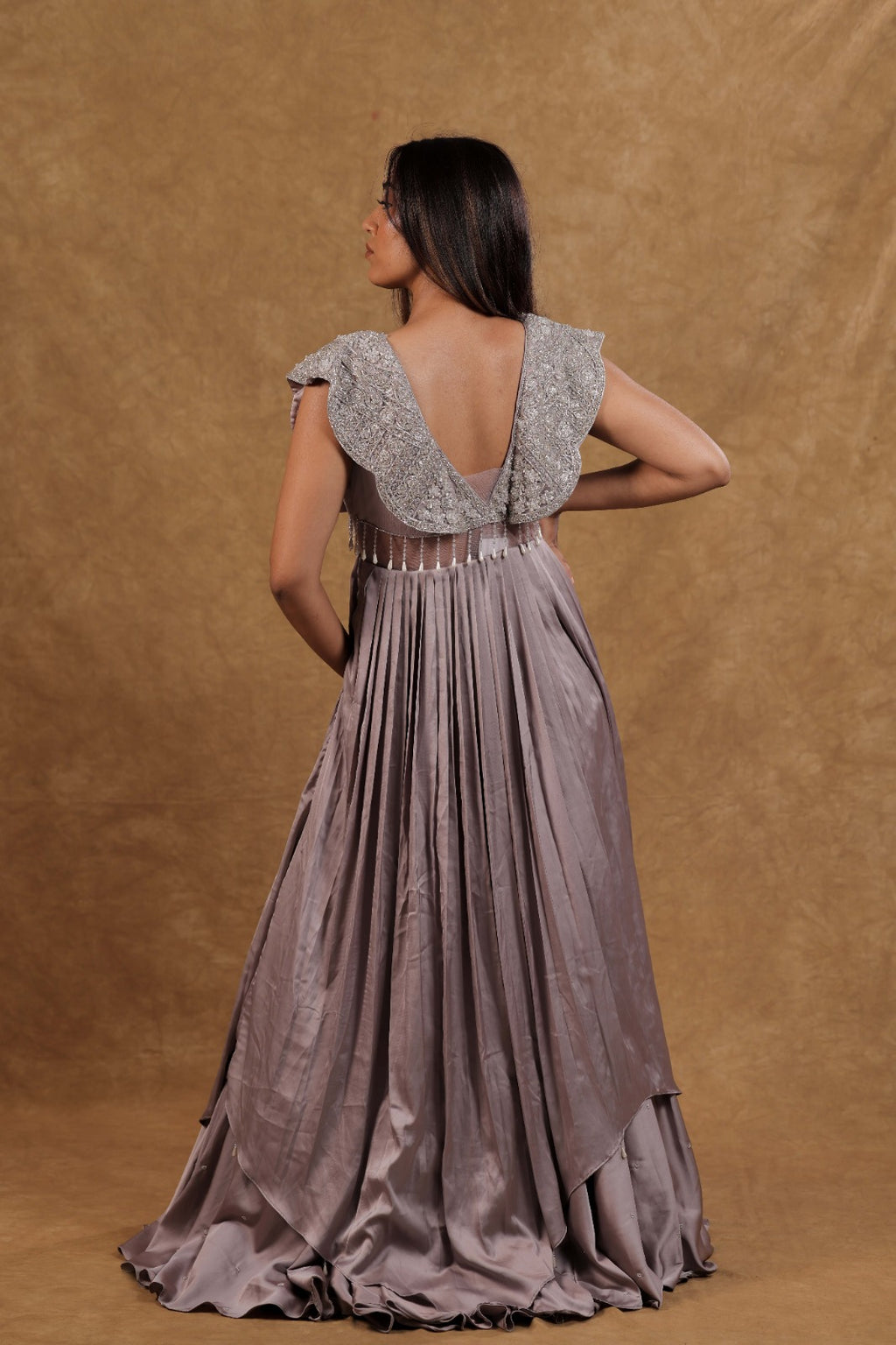 LAVENDER Pearl Flap Designer Gown
