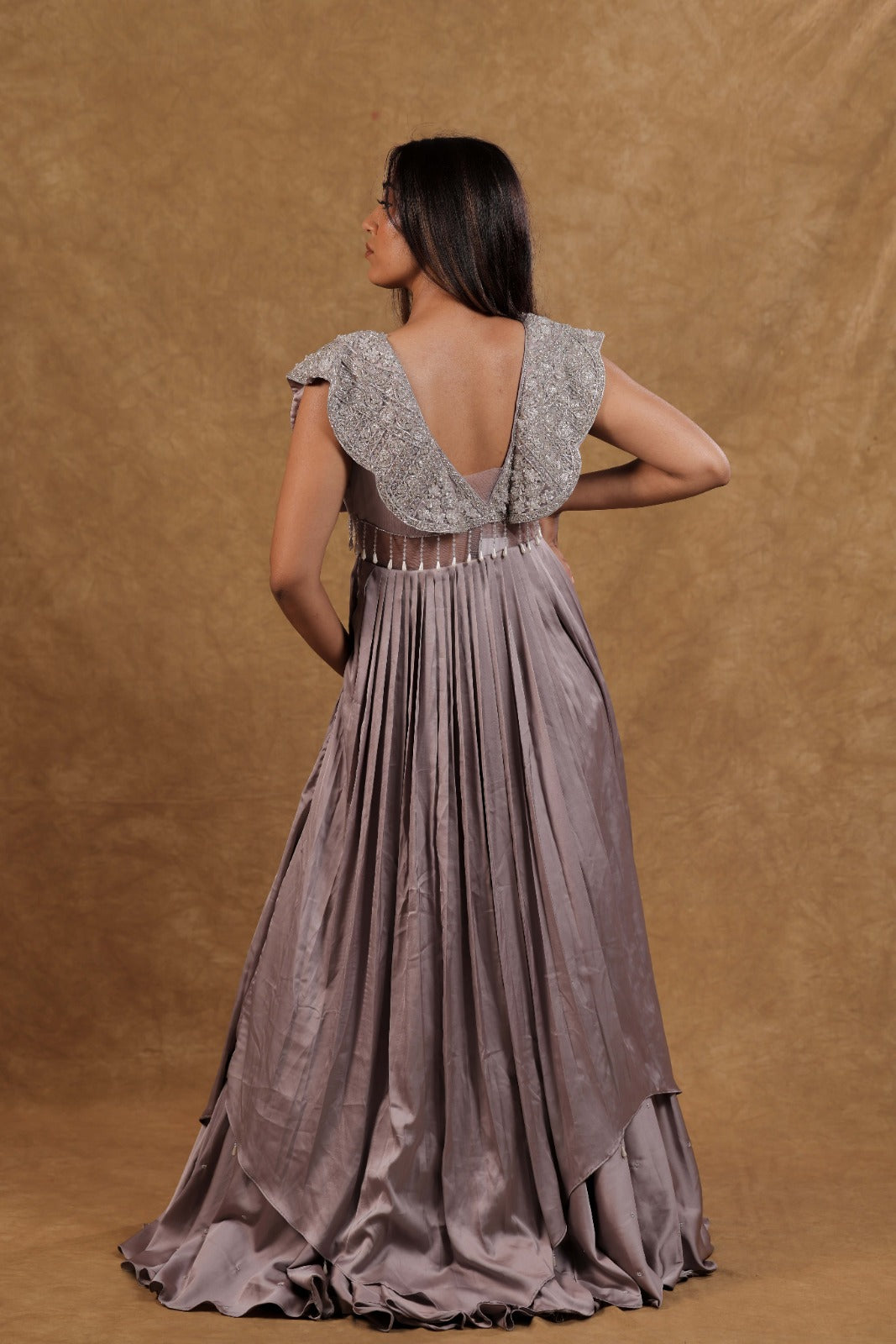 LAVENDER Pearl Flap Designer Gown