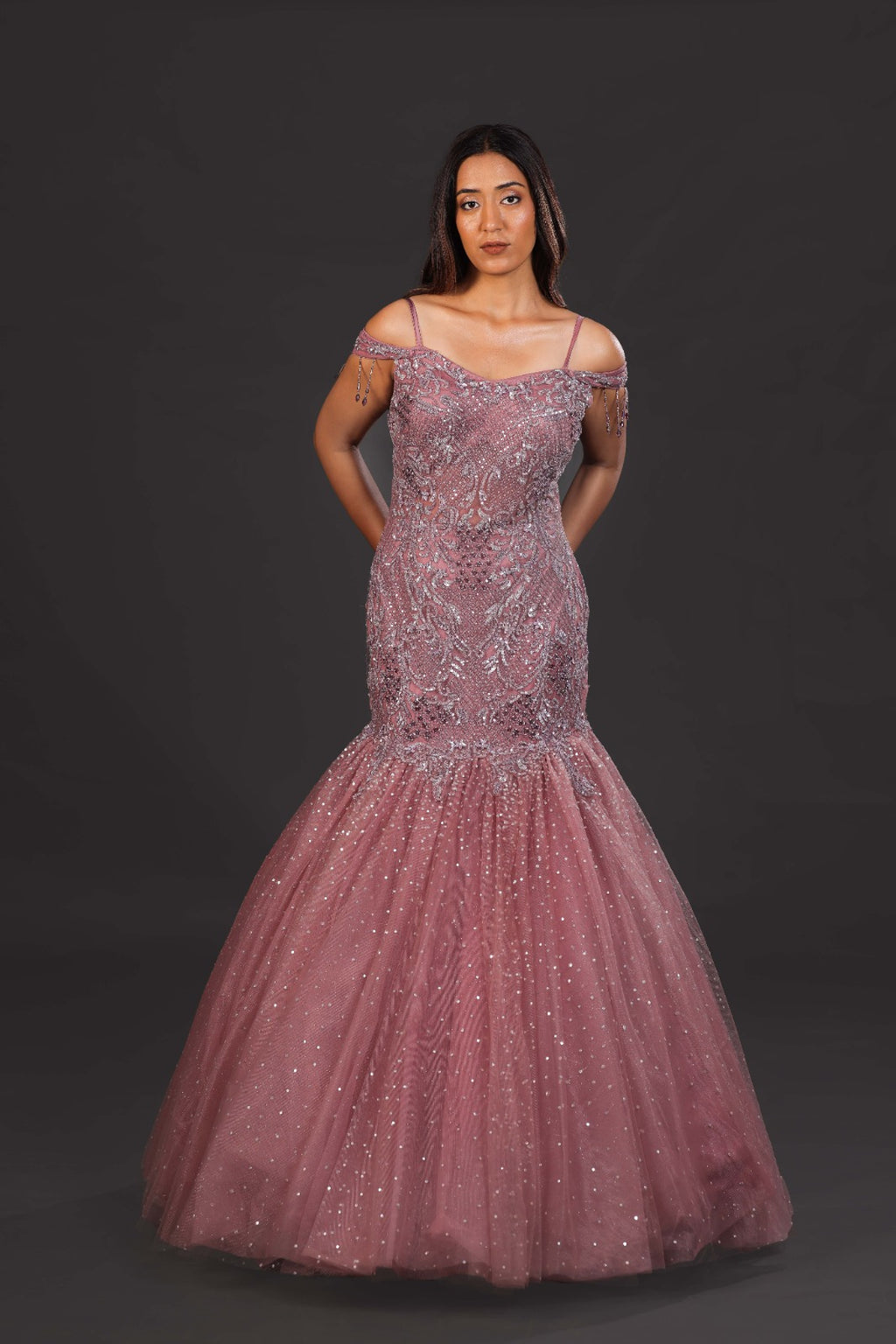 Onion Pink Fish-Cut Diamond Gown