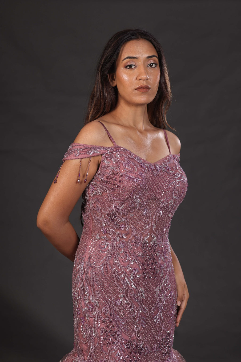 Onion Pink Fish-Cut Diamond Gown