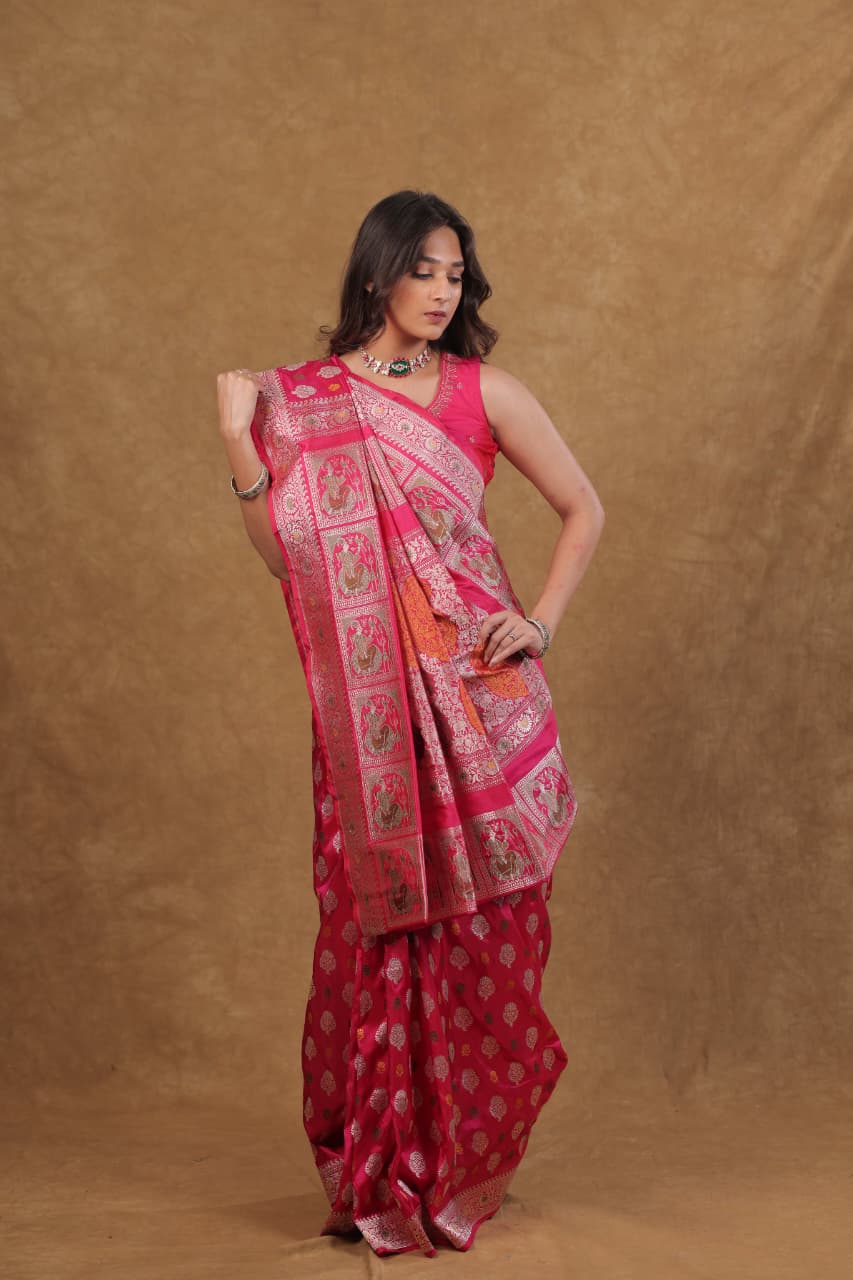 Rani Banarasi Baluchari Silk Saree