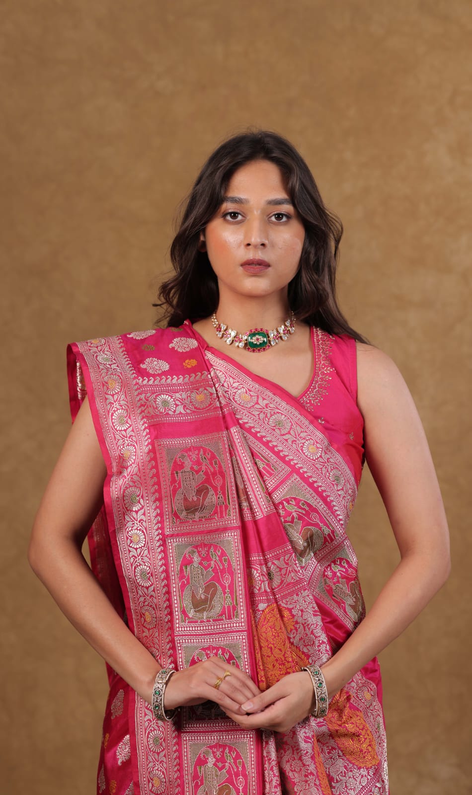 Rani Banarasi Baluchari Silk Saree